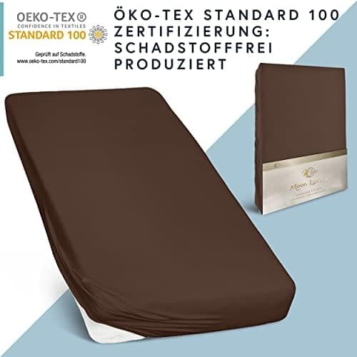 MOON-Luxury Spannbettlaken/Spannbetttuch Jersey-Stretch 230 g/m² OEKO-TEX – anthrazit, 90×200–100×220