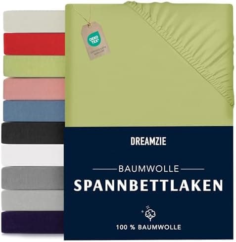 Dreamzie Spannbettlaken 90x190/200 cm – 100% Jersey‑Baumwolle, OEKO‑TEX STANDARD 100