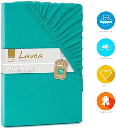 Lavea Spannbettlaken 120x200 cm – atmungsaktives Baumwoll‑Jersey, passend für Matratzen bis 20 cm (Mittelgrau)