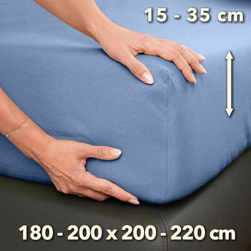 STUDIO Spannbettlaken Jersey – 97 % Baumwolle / 3 % Elastan – 120×200 / 120×220 / 130×200 / 130×220 cm, passend für Matr
