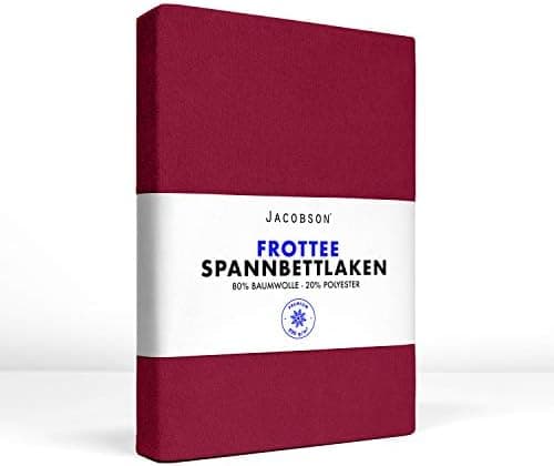 Jacobson Premium Frottee-Spannbettlaken aus Baumwolle, 200 g/m² (120–130 x 200 cm) – Grau