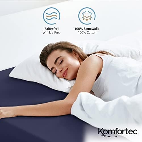 Komfortec Spannbettlaken 90x200 cm Jersey-Baumwolle – OEKO-TEX® Standard 100, Rundumgummizug für perfekte Passform, Weiß