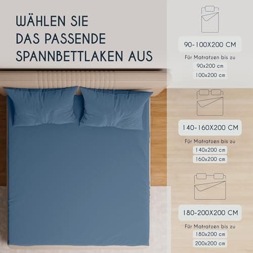Dreamzie Topper-Spannbettlaken 180×200–200×200 cm – Jersey-Baumwolle 150 g/m², OEKO‑TEX STANDARD 100, extra niedrige Sei
