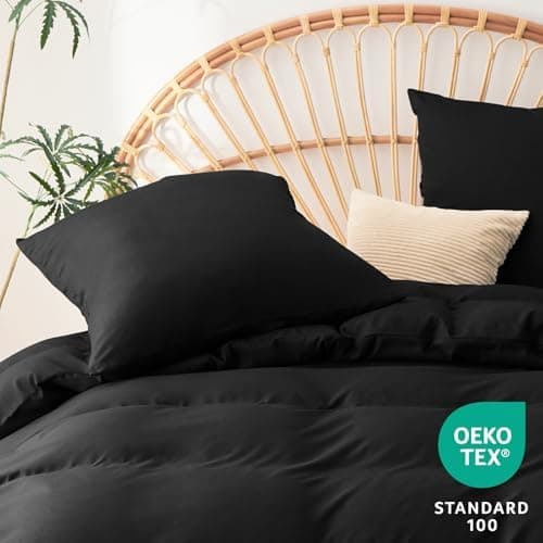 WAVVE Bettwäsche 135x200 – 4‑teiliges Mikrofaser‑Set Anthrazit (inkl. 2×80×80 cm Kissenbezüge) mit Reißverschluss, OEKO‑