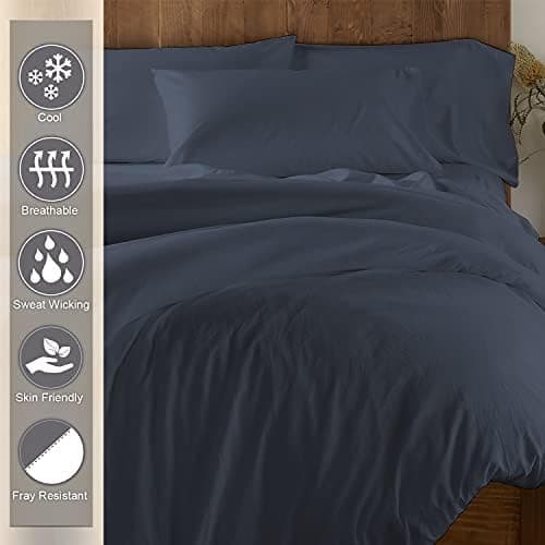 Pizuna Kissenbezüge 2er-Pack 40 x 80 cm Dunkelblau – 100% Langstapel-Baumwolle, 400 Fadenzahl