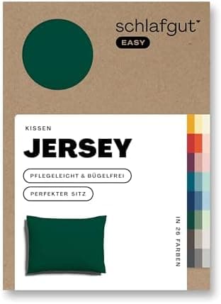 Schlafgut Easy Jersey Kissenbezug 40 x 40 cm – 100% Baumwolle, superweich & atmungsaktiv, Green Mid