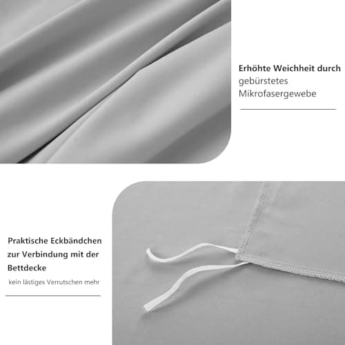 RUIKASI Bettwäsche-Set 4-teilig 135x200 Mikrofaser, 2x Bettbezug 135x200 + 2x Kissenbezug 80x80 cm, OEKO‑TEX, weich & bü