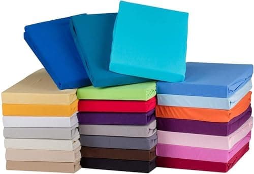 Spannbettlaken/Spannbetttuch aus Jersey-Baumwolle – 140/160 x 200 cm, Braun