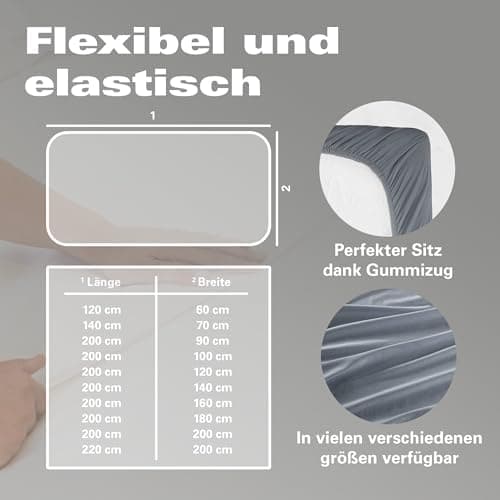 BaSaTex Bio-Jersey Spannbettlaken 120x200 cm – 100% Bio-Baumwolle, GOTS-zertifiziert – Taupe