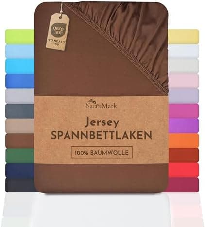 NatureMark Jersey-Spannbettlaken – 100% Baumwolle, 120 x 200 cm (Schoko Braun)