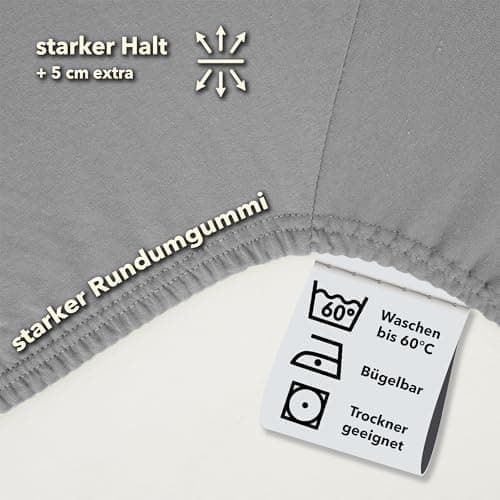 STUDIO Spannbettlaken Jersey – 97 % Baumwolle / 3 % Elastan – 120×200 / 120×220 / 130×200 / 130×220 cm, passend für Matr