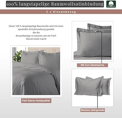 Pizuna Kissenbezüge 2er-Pack 40 x 80 cm Dunkelblau – 100% Langstapel-Baumwolle, 400 Fadenzahl