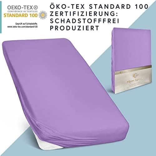 MOON-Luxury Spannbettlaken/Spannbetttuch Jersey-Stretch 230 g/m² OEKO-TEX – anthrazit, 90×200–100×220