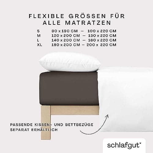 Schlafgut Pure Spannbettlaken 90x200 bis 100x220 cm – 95% Bio-Baumwolle & 5% Elasthan, Oeko-TEX zertifiziert – passend f