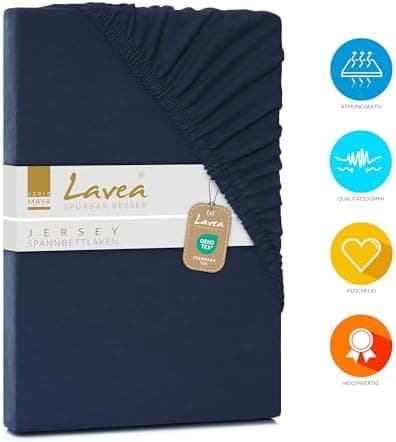 Lavea Spannbettlaken 120x200 cm – atmungsaktives Baumwoll‑Jersey, passend für Matratzen bis 20 cm (Mittelgrau)