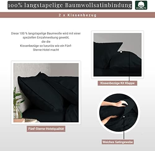 Pizuna Kissenbezüge 2er-Pack 40 x 80 cm Dunkelblau – 100% Langstapel-Baumwolle, 400 Fadenzahl