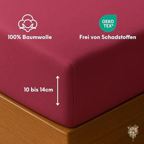 Jersey-Spannbettlaken / Spannbetttuch – 100% Baumwolle, 180x200–200x200 cm