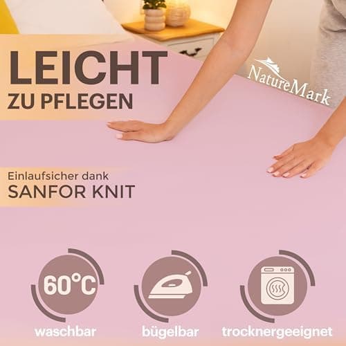 NatureMark Jersey-Spannbettlaken 2er-Pack – 100% Baumwolle, 90 x 200–100 x 200 cm, Creme/Natur