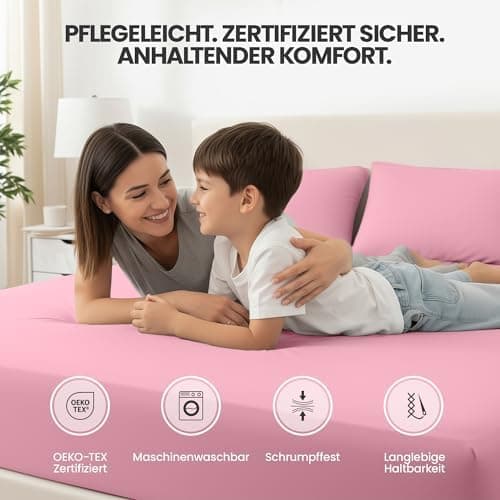 Utopia Bedding 2er-Set Spannbettlaken 140 x 200 cm – OEKO-TEX MADE IN GREEN zertifiziert – 35 cm Tiefe Tasche