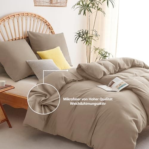 WAVVE Bettwäsche 135x200 – 4‑teiliges Mikrofaser‑Set Anthrazit (inkl. 2×80×80 cm Kissenbezüge) mit Reißverschluss, OEKO‑