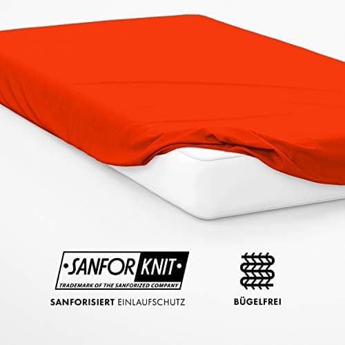 Jacobson Jersey-Spannbettlaken aus Baumwolle – OEKO-TEX STANDARD 100, 180x200–200x200 cm, Weiß