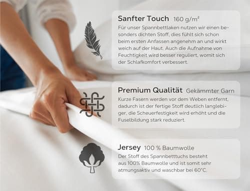 BEAUTEX Spannbetttuch aus Baumwolle – Premium Jersey 160 g/m², OEKO‑TEX STANDARD 100