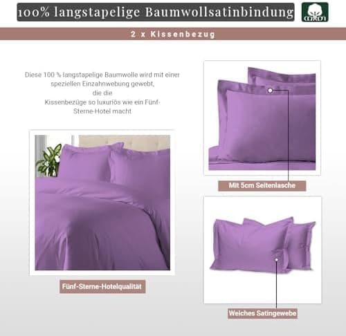 Pizuna Kissenbezüge 2er-Pack 40 x 80 cm Dunkelblau – 100% Langstapel-Baumwolle, 400 Fadenzahl