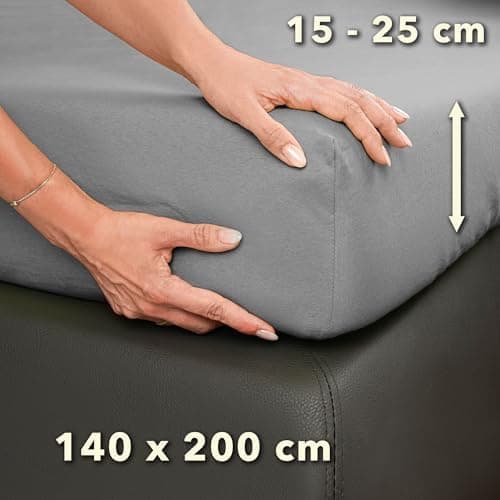 STUDIO Basic Spannbettlaken 200×220 cm – Jersey aus 100% gekämmter Baumwolle, elastisch & bügelfrei, passend für Matratz