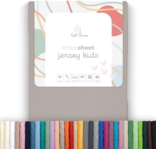 Soft Dream Spannbettlaken 90x200 cm Dunkelgrau – 100% gekämmte Baumwolle Jersey – für Kinder- & Juniorbett
