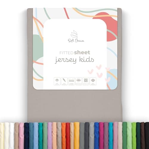 Soft Dream Spannbettlaken 90x200 cm Dunkelgrau – 100% gekämmte Baumwolle Jersey – für Kinder- & Juniorbett
