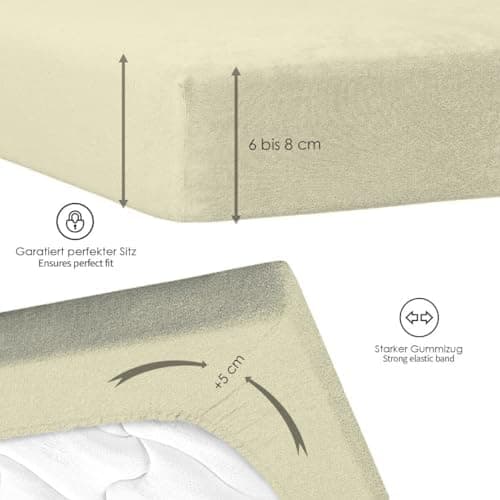 120x200 cm Jersey-Spannbettlaken – 100% Baumwolle, Weiß