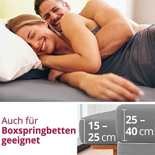 Greenline Spannbettlaken Premium Jersey – 100% Baumwolle, Champagner, 180–200x200 cm, bis 30 cm (auch für Boxspringbette