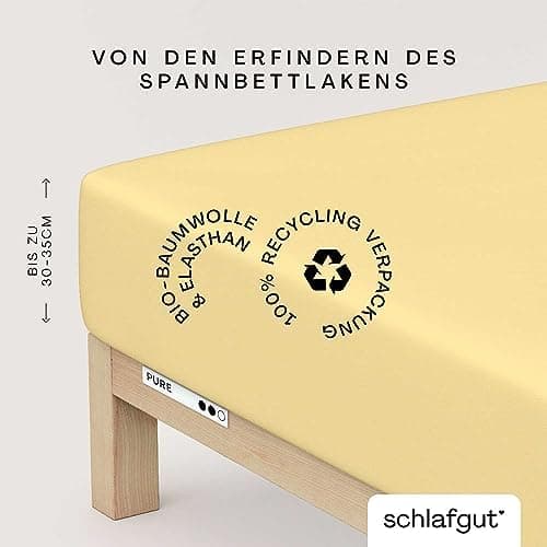 Schlafgut Pure Spannbettlaken 90x200 bis 100x220 cm – 95% Bio-Baumwolle & 5% Elasthan, Oeko-TEX zertifiziert – passend f