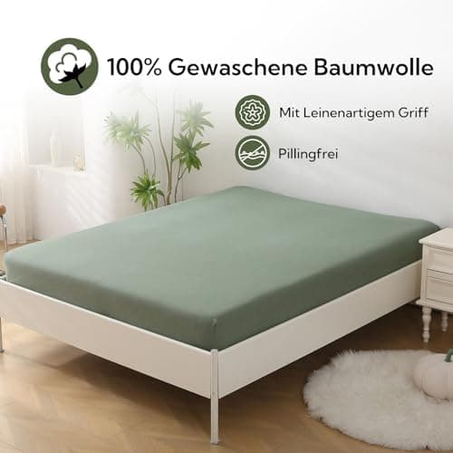 SOULFUL Spannbettlaken 120 x 200 cm (bis 25 cm Matratzenhöhe) – 100% gewaschene Baumwolle, atmungsaktiv & leinenartiger