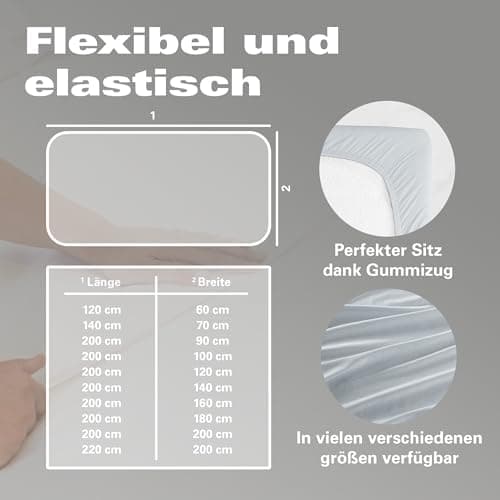 BaSaTex Bio-Jersey Spannbettlaken 120x200 cm – 100% Bio-Baumwolle, GOTS-zertifiziert – Taupe
