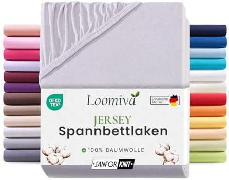 Jersey-Spannbettlaken 100% Baumwolle – 90–100×200 cm, für Matratzen bis 25 cm (Steghöhe bis 23 cm), Beige