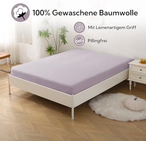 SOULFUL Spannbettlaken 120 x 200 cm (bis 25 cm Matratzenhöhe) – 100% gewaschene Baumwolle, atmungsaktiv & leinenartiger