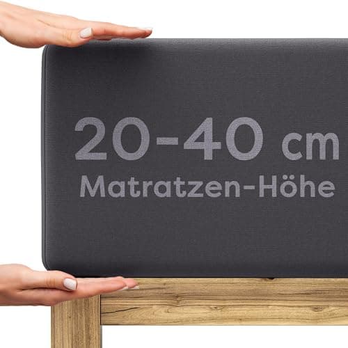 Wolkenfeld Spannbettlaken 180x200–200x220 cm | Premium Jersey-Baumwolle mit 5% Lycra | Für Matratzen bis 40 cm – Anthraz