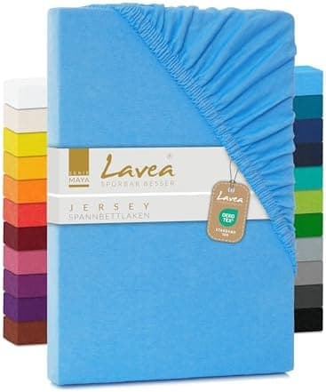 Lavea Spannbettlaken 120x200 cm – atmungsaktives Baumwoll‑Jersey, passend für Matratzen bis 20 cm (Mittelgrau)
