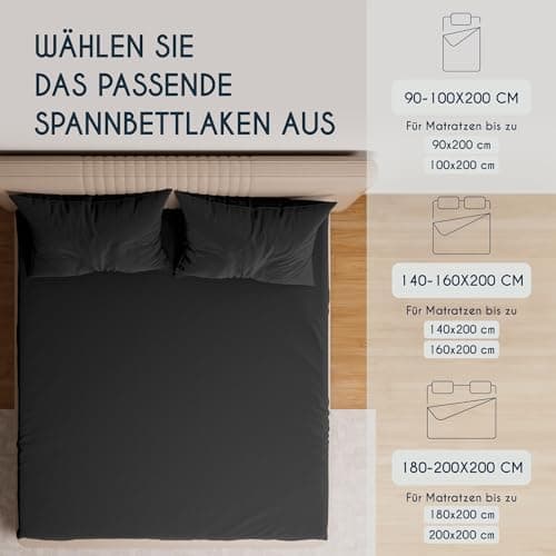 Dreamzie Topper-Spannbettlaken 180×200–200×200 cm – Jersey-Baumwolle 150 g/m², OEKO‑TEX STANDARD 100, extra niedrige Sei