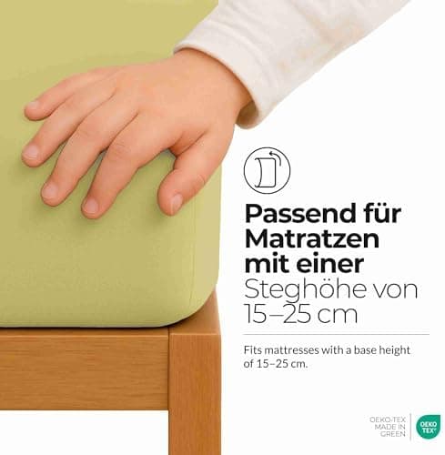 etérea Jersey-Spannbettlaken 80x200 cm Weiß – 100% Baumwolle, OEKO-TEX MADE IN GREEN & STANDARD 100