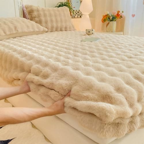 Frottee-Spannbettlaken 90×200 cm – Luxus Kuschelbettlaken aus Premium-Kunstfell, ultraweich & flauschig, passend für Mat