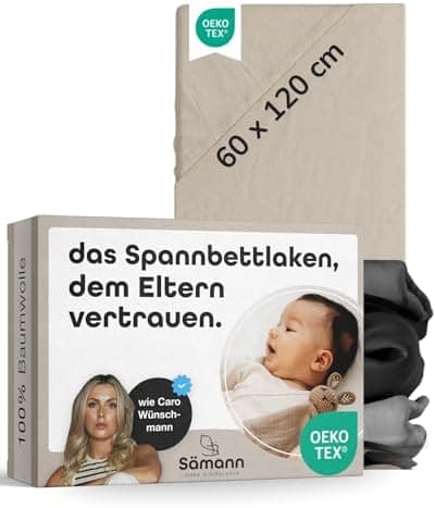 Sämann® Spannbettlaken Jersey 90x200 cm – Baumwolle, anthrazit