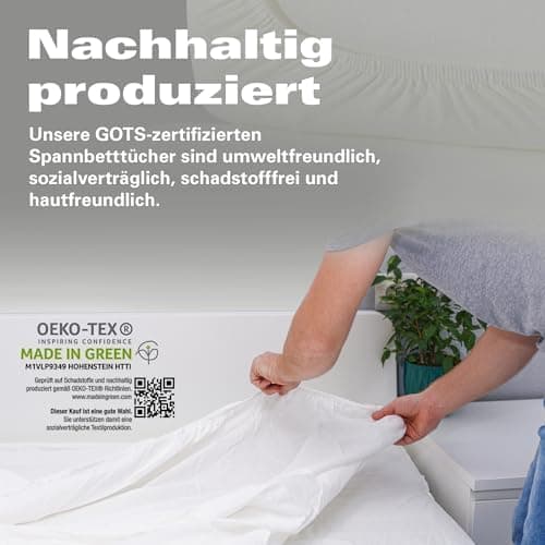 BaSaTex Bio-Jersey Spannbettlaken 120x200 cm – 100% Bio-Baumwolle, GOTS-zertifiziert – Taupe