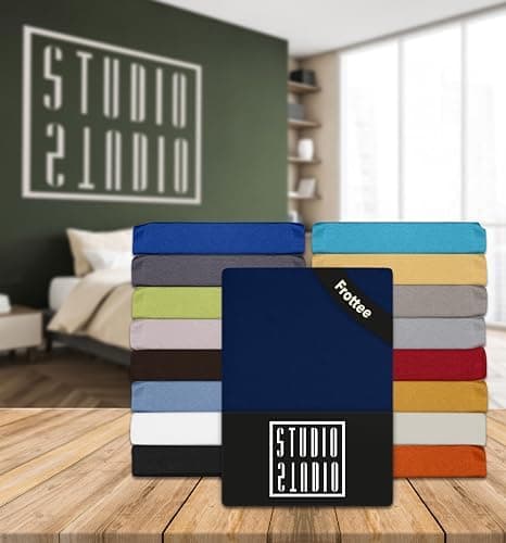 STUDIO Basic Frottee-Spannbettlaken 90 x 200 cm – weiches 80% Baumwolle/20% Polyester, elastisch & bügelfrei, OEKO-TEX f