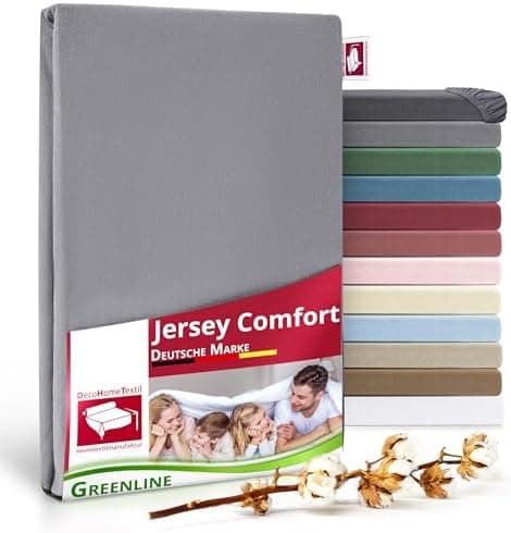 Greenline Spannbettlaken Premium Jersey – 100% Baumwolle, Champagner, 180–200x200 cm, bis 30 cm (auch für Boxspringbette