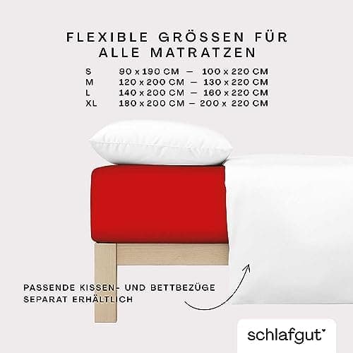 Schlafgut Pure Spannbettlaken 90x200 bis 100x220 cm – 95% Bio-Baumwolle & 5% Elasthan, Oeko-TEX zertifiziert – passend f