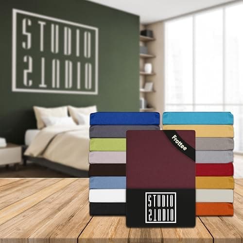 STUDIO Basic Frottee-Spannbettlaken 90 x 200 cm – weiches 80% Baumwolle/20% Polyester, elastisch & bügelfrei, OEKO-TEX f