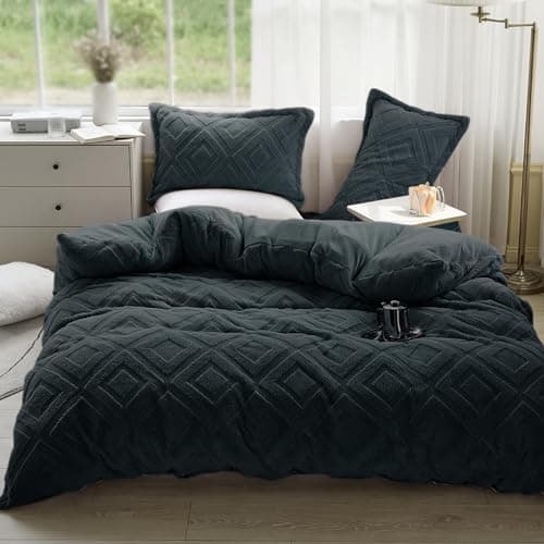 Kuschelige Plüsch-Bettwäsche 135x200 cm – Teddy-Fleece, extra warm, inkl. Kissenbezug 80x80 cm (Grau)