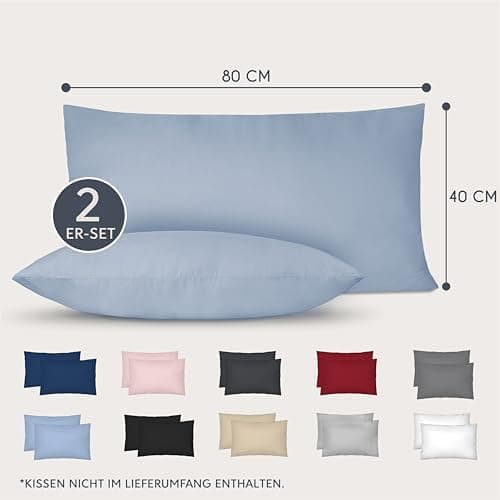 Dreamzie Kissenbezug 40x80 (2er Set) – Mikrofaser weich, OEKO-TEX STANDARD 100, Anthrazit mit Reißverschluss